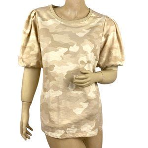 Armadio Women's Lite Tan Camouflage 3/4Long Sleeve Top Size Large